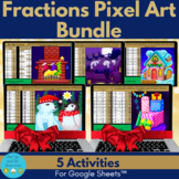 Fractions and Mixed Numbers Christmas Math Pixel Art BUNDLE