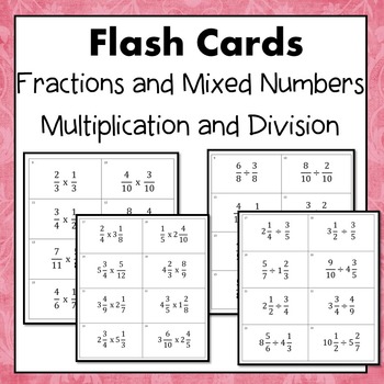 Preview of Fractions and Mixed Numbers Multiply and Divide Flash Cards