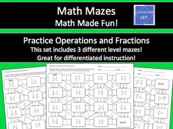 Preview of Fractions and Operations Math Maze