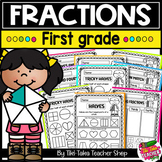 Fractions and Partitioning Worksheets - First grade Math Centers