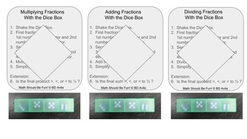 Preview of Fractions and a Dice Box