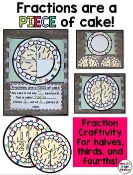 Preview of Fractions are a PIECE of cake craftivity and board displays