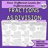 Fractions as Division Partner Game Four Levels TEKS 6.2E