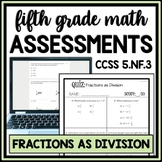Fractions as Division Quiz, 5th Grade Word Problems Review
