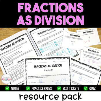 Preview of Fractions as Division Resource Pack - Printable