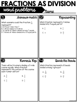 Fractions As Division Word Problems By Its A Teacher Life | Tpt