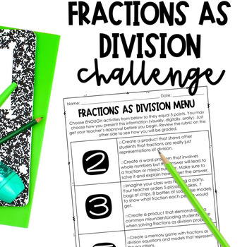 Preview of Fractions as Division for Gifted Students AIG Enrichment