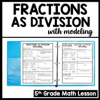 Preview of Fractions as Division Problems with Models, 5th Grade Fraction Review Worksheets