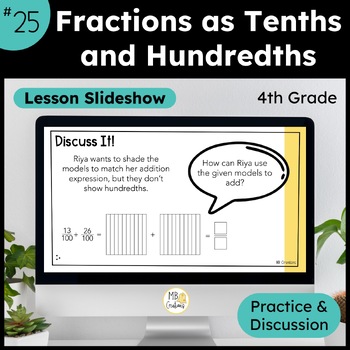 Preview of 4th Grade Fractions to Tenths and Hundredths PowerPoint Lesson 25 iReady Math