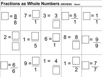 Preview of Fractions as Whole Numbers