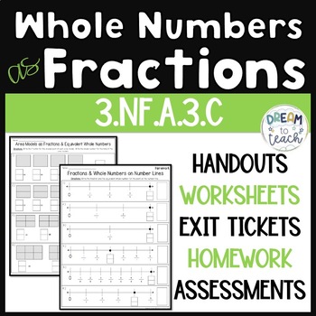Preview of Whole Numbers as Fractions - 3.NF.A.3.c