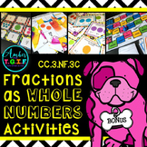 Fractions as Whole Numbers Task Cards, Matching Cards, Gam