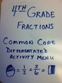 4th grade Fraction Differentiated Activity Menu
