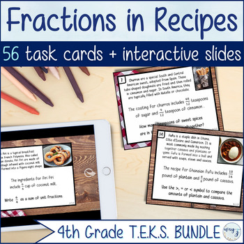 Preview of Fractions and Decimals in Diverse Recipes - 4th Grade TEKS 4.3 A - G Bundle