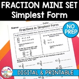 Fractions in Simplest Form (GCF) Worksheet | Simplifying F