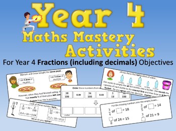 Preview of Fractions (including Decimals) Mastery Activities – Year 4