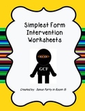 Fractions into Simplest Form Intervention Worksheets