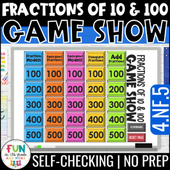 Preview of Fractions of 10 & 100 Game Show - 4th Grade Math Review Game 4.NF.5