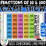 Fractions of 10 & 100 Game Show - 4th Grade Math Review Ga