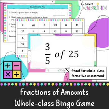 Preview of Fractions of Amounts Bingo Bonanza, Fractions of a Quantity, Middle School Maths