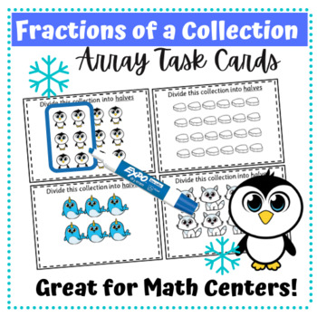 Preview of Fractions of a Set - Fractions of a Collection - Array Task Cards - Math Center