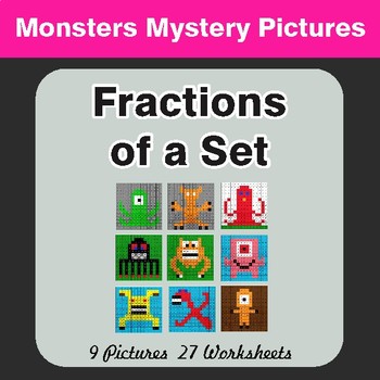 Fractions of a Set - Color-By-Number Math Mystery Pictures