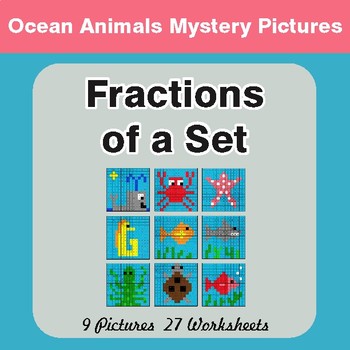 Fractions of a Set - Color-By-Number Math Mystery Pictures