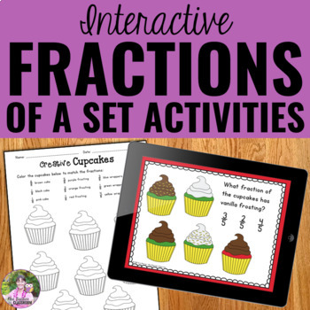 Preview of Fractions of a Set Interactive Digital Activity with Worksheets