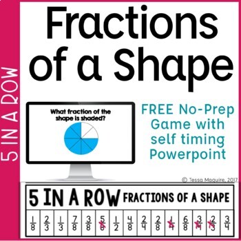 Preview of Fractions of a Shape Game: 5 in a Row No-Prep Game