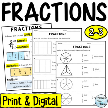 Preview of Fractions of a Whole - Identify and Represent Fractions - Google Classroom