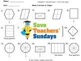 Fractions of Shapes Worksheets (4 levels of difficulty)