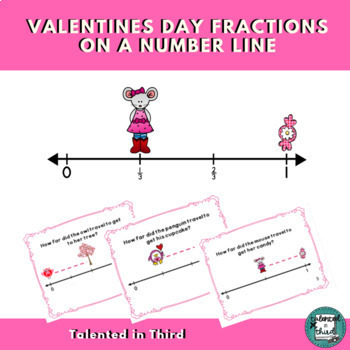 Preview of Valentine Fractions Printable | Valentine's Day Math Number Line Worksheets