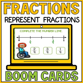 Preview of Representing Fractions on a Number Line - Represent Fractions Boom Cards