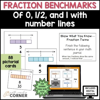 Preview of Fractions on a Number Line | Fraction Benchmarks | Games using Pictorial Cards