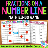Fractions on a Number Line Bingo Game Review Activity 3rd 