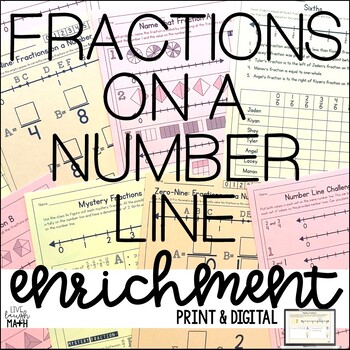 Preview of Fractions on a Number Line Enrichment Math Center Activities & Logic Puzzles