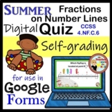 Fractions on a Number Line Google Forms Quiz Summer Themed