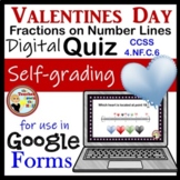 Fractions on a Number Line Google Forms Quiz Valentines Day Theme