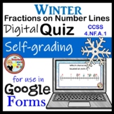 Fractions on a Number Line Google Forms Quiz Winter Themed