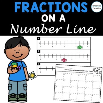 Preview of Fractions on a Number Line Greater Than 1 Task Cards