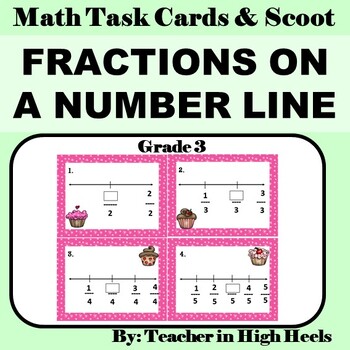 Preview of Fractions on a Number Line Math Task Cards/SCOOT game