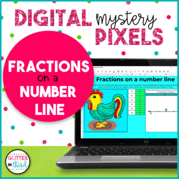 Preview of Pixel Art Fractions on a Number Line Digital Mystery Pictures Google Sheets