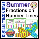Fractions on a Number Line Summer Themed Boom Cards