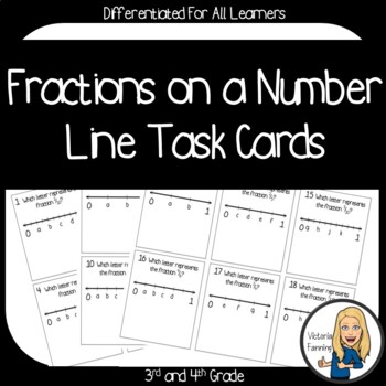 Preview of Fractions on a Number Line:  Printable Task Cards and Easel Activity