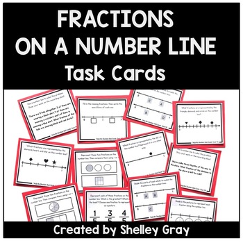 Preview of Fractions on a Number Line Task Cards - Fraction Practice