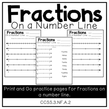 Preview of Fractions on a Number- Worksheet Practice