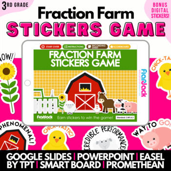 Preview of 3rd Grade Fractions Math Review Game | Easel Google Slides PowerPoint Smartboard