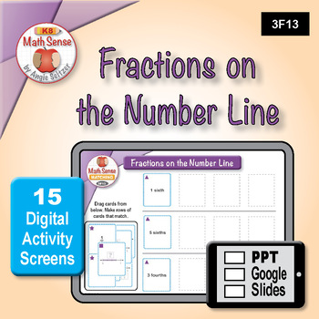 Preview of Fractions on the Number Line DIGITAL MATCHING: 15 PPT / Google Slides 3F13