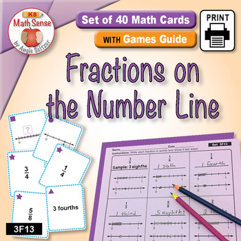 Preview of Fractions on the Number Line: Math Sense Card Games & Matching Activities 3F13