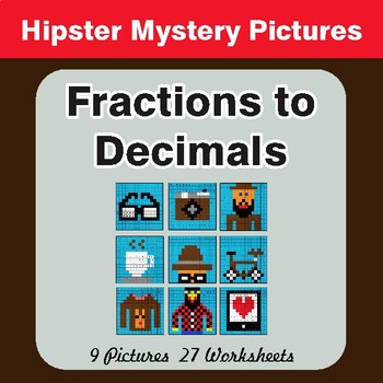 Fractions to Decimals - Color-By-Number Math Mystery Pictures